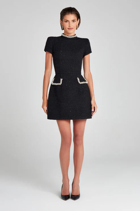 Simone | Tweed Svart Klänning