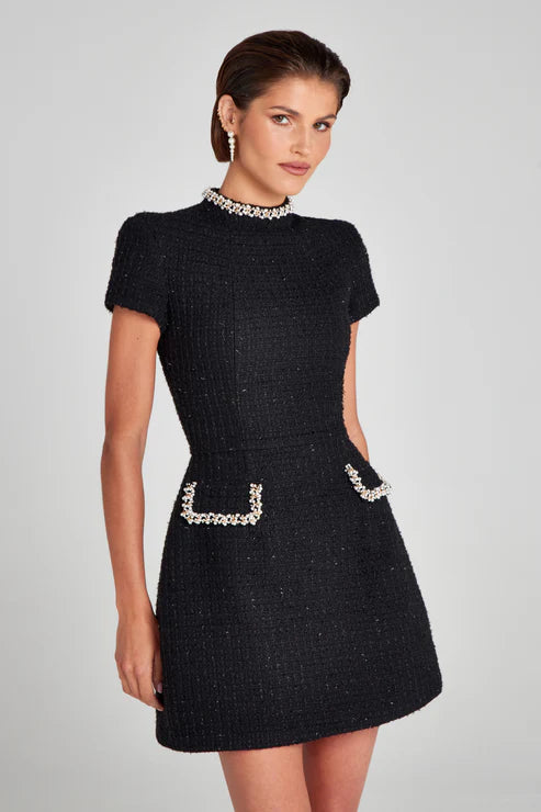 Simone | Tweed Svart Klänning
