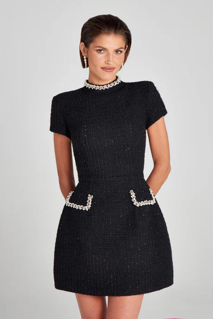 Simone | Tweed Svart Klänning